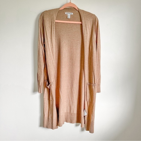 Amazon Essentials Women's Lightweight Longer Length Open Cardigan Sweater Tan XS - Picture 5 of 9